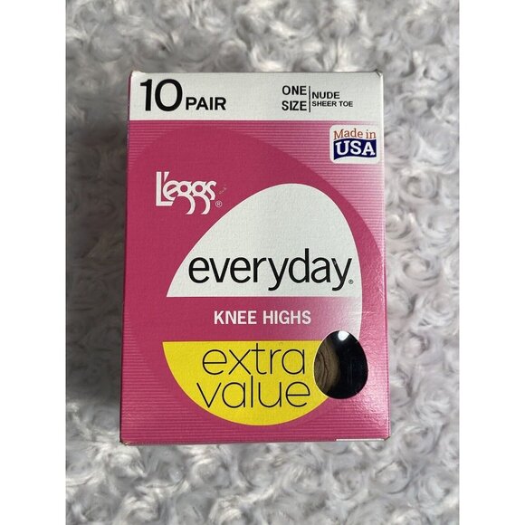 L’eggs OS Everyday Knee Highs Nude 10 Pack Sheer Toe - Picture 1 of 6